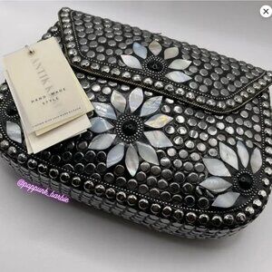 Antik Kraft Amoli Metal Floral Clutch NWT